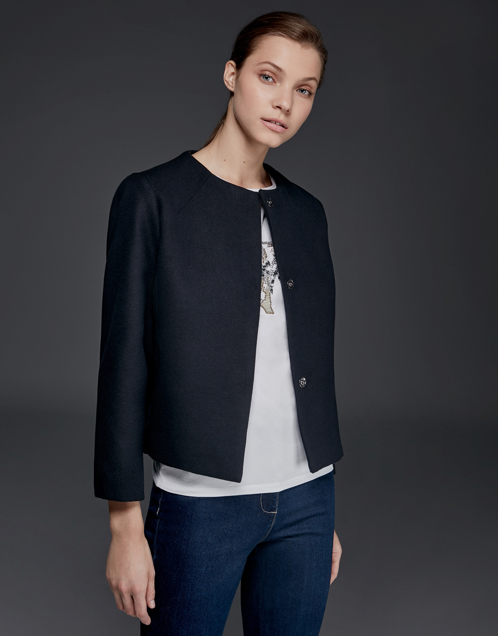 Navy blue two-piece windbreaker