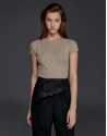 Gold-copper glitter ribbed knit sweater