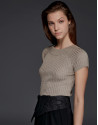 Gold-copper glitter ribbed knit sweater
