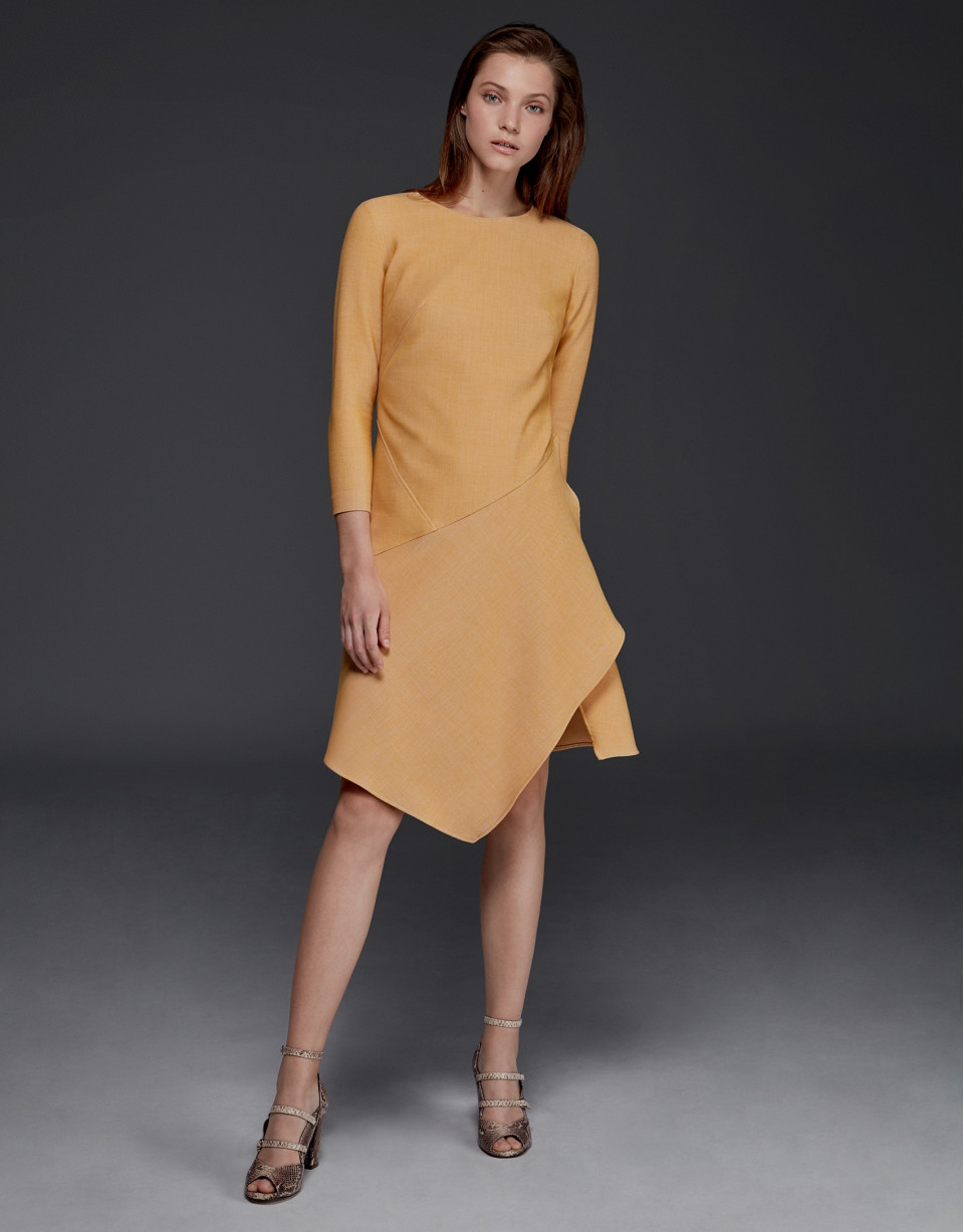 Camel knit asymmetric dress