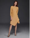 Camel knit asymmetric dress