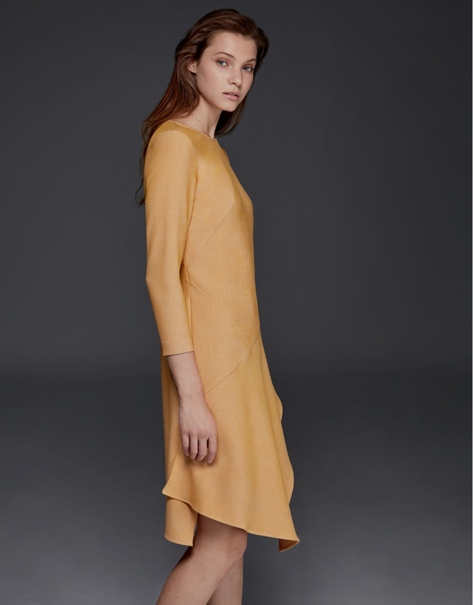 Vestido punto asimétrico cámel