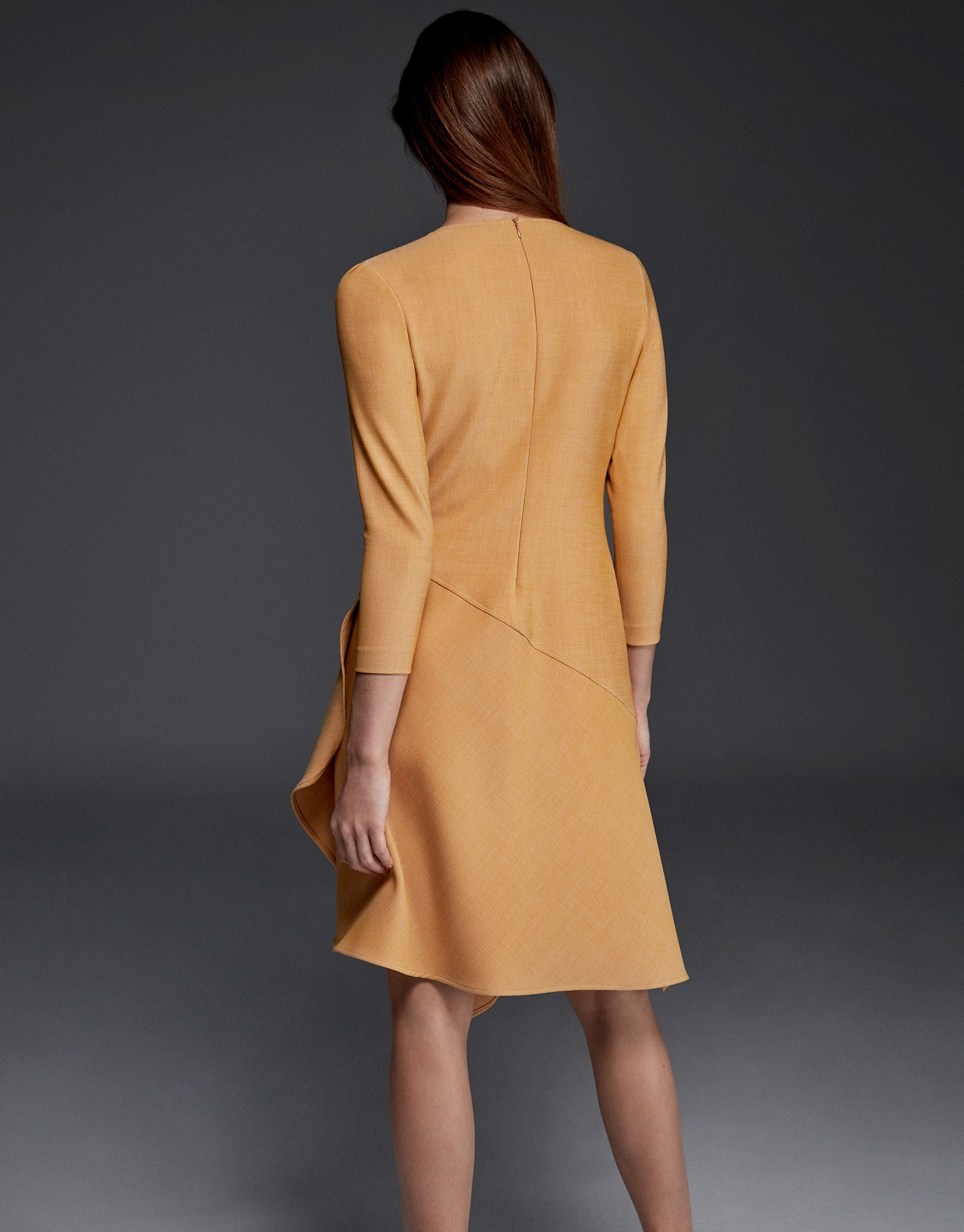 Camel knit asymmetric dress