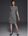 Gray checked, short-sleeved dress