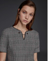 Gray checked, short-sleeved dress