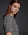 Gray checked, short-sleeved dress