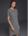 Gray checked, short-sleeved dress