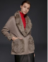 Chaquetón topo doble faz con cuello de pelo