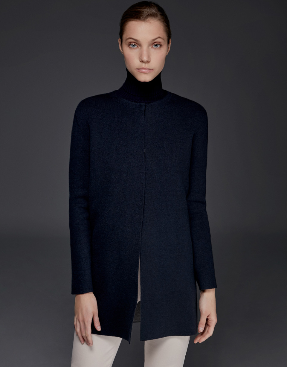 Chaqueta punto doble faz azul marino