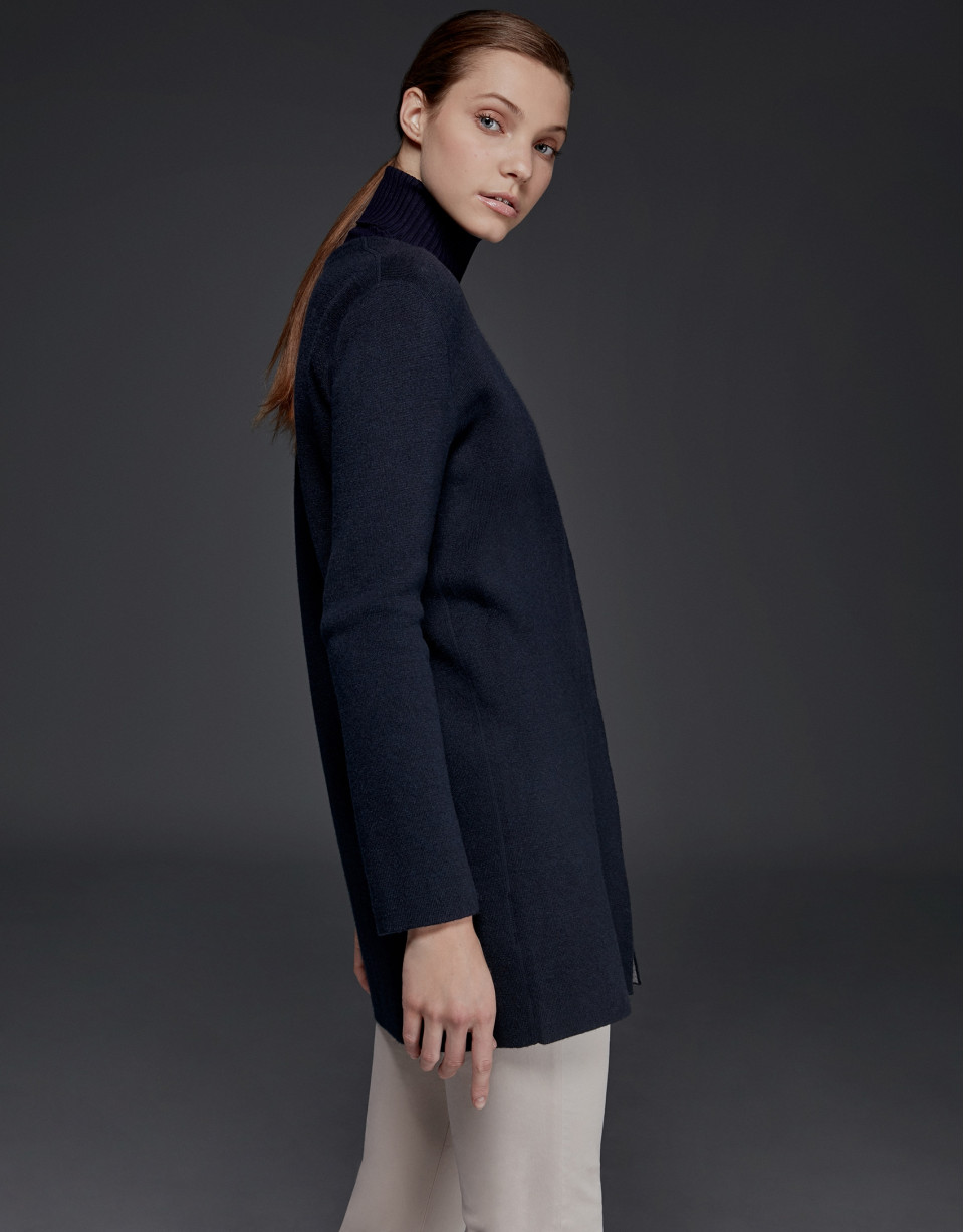 Chaqueta punto doble faz azul marino