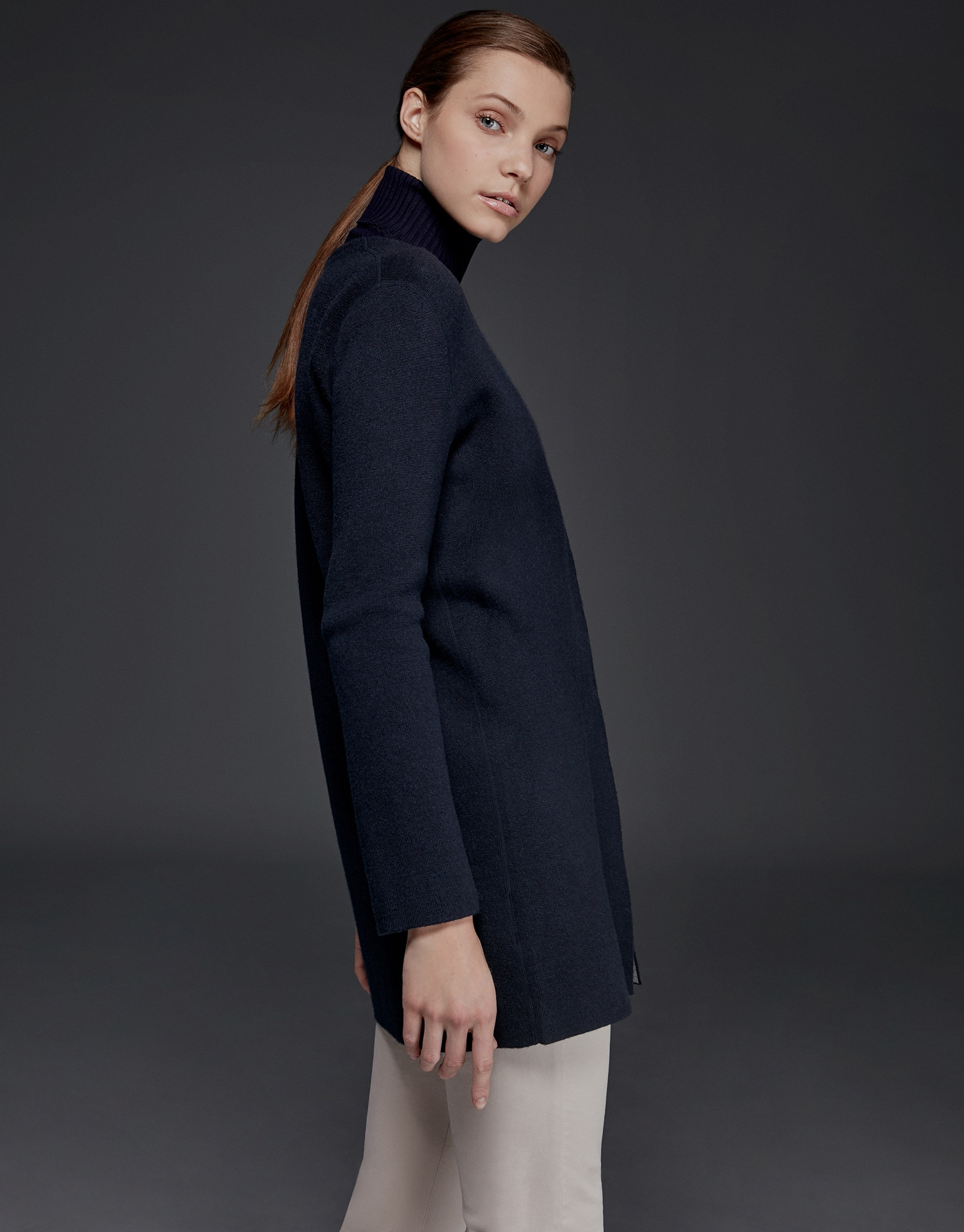 Chaqueta punto doble faz azul marino