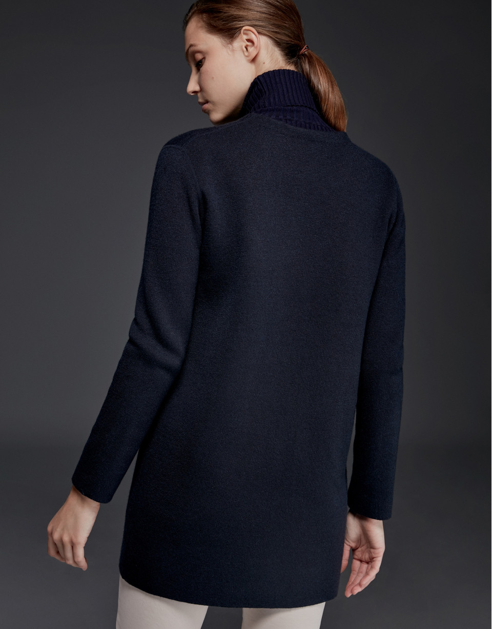 Chaqueta punto doble faz azul marino