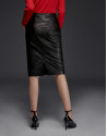 Black lambskin pencil skirt