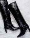 Black leather Chagall high heeled boots