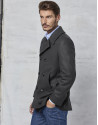 Gray wool three-quarter coat