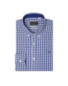 Camisa en vichy marino con fantasía blanca