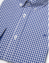 Navy blue Vichy shirt with white design