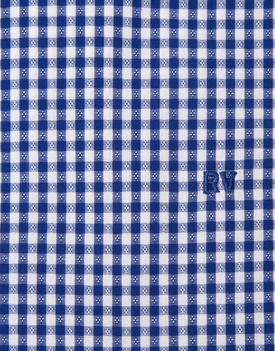 Camisa en vichy marino con fantasía blanca