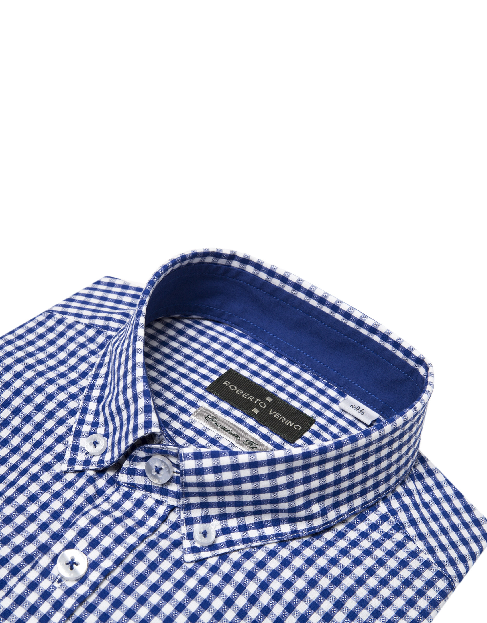 Camisa en vichy marino con fantasía blanca