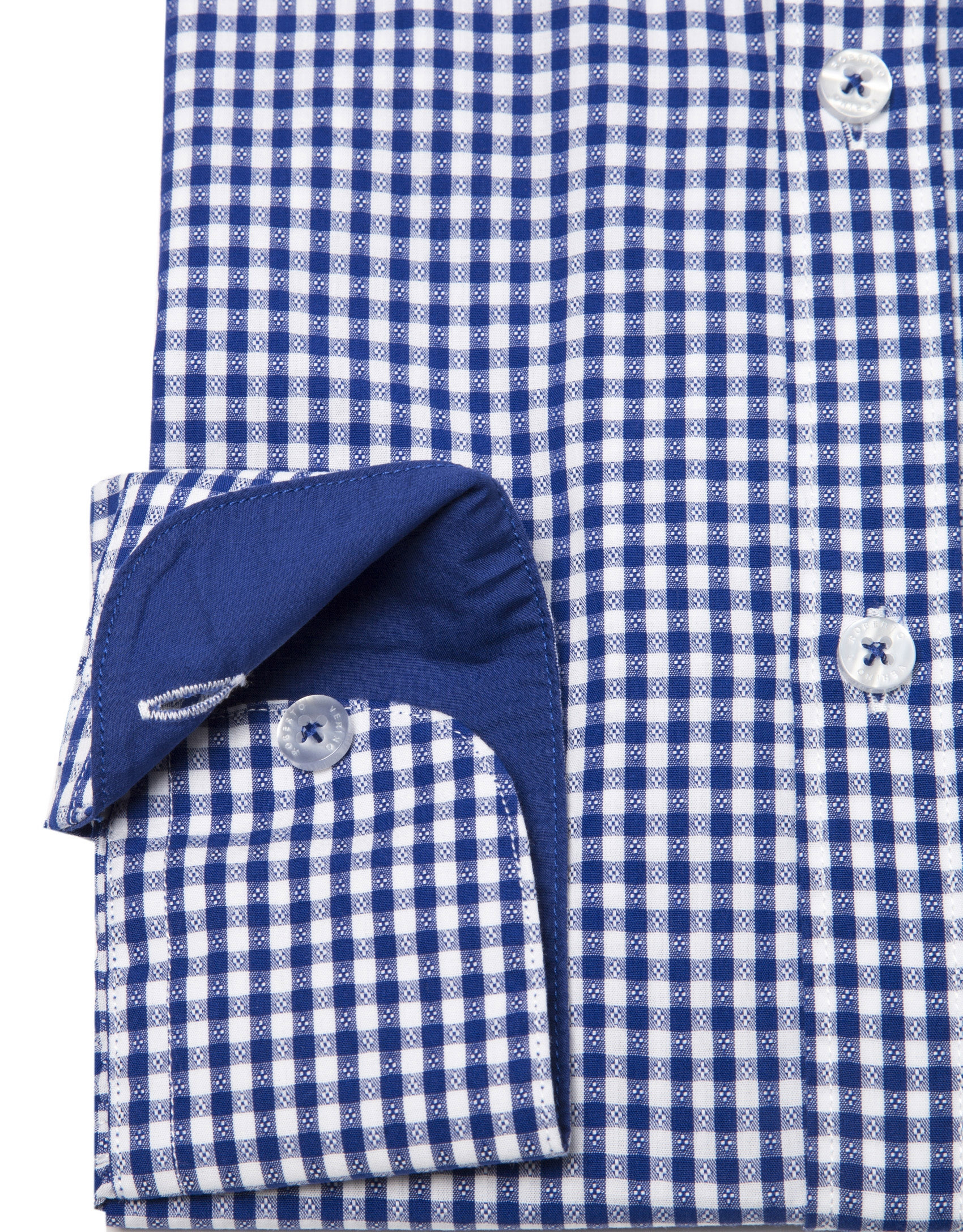 Camisa en vichy marino con fantasía blanca