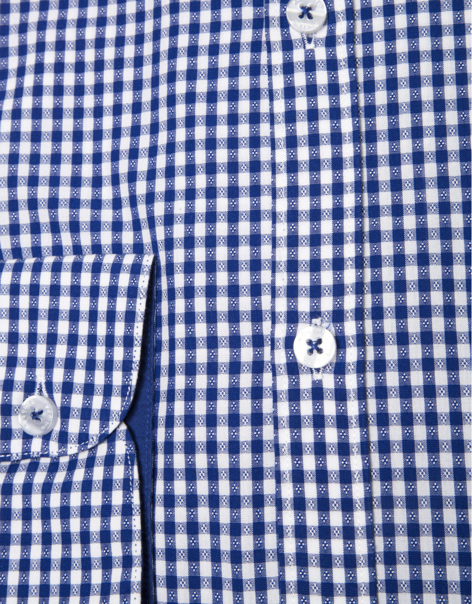 Camisa en vichy marino con fantasía blanca