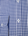 Navy blue Vichy shirt with white design
