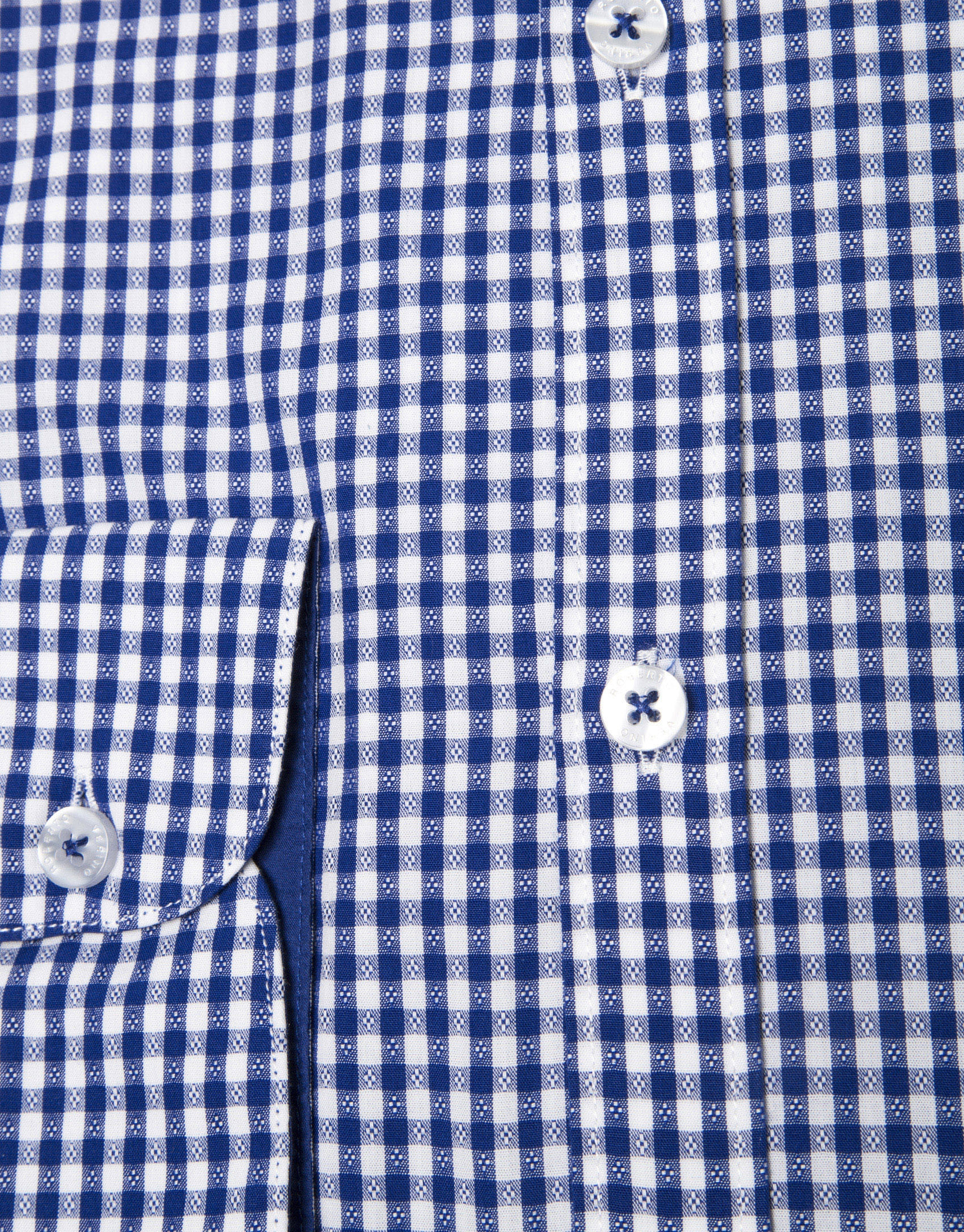 Camisa en vichy marino con fantasía blanca