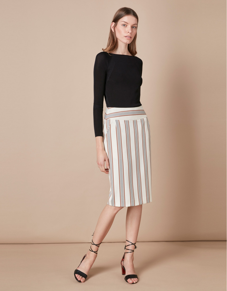Striped sheath skirt