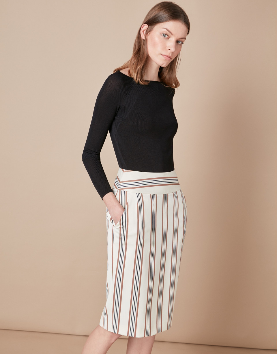 Striped sheath skirt