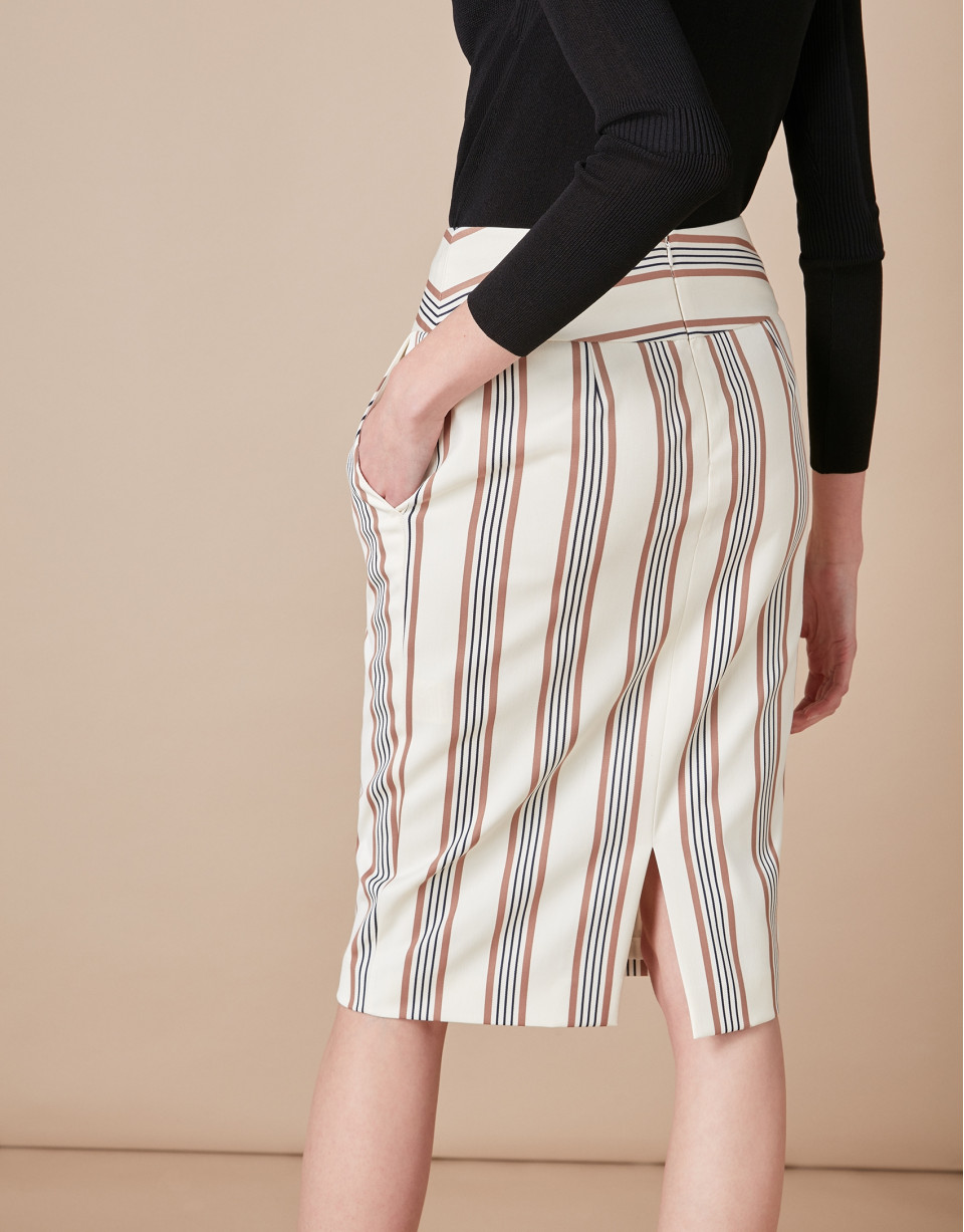 Striped sheath skirt