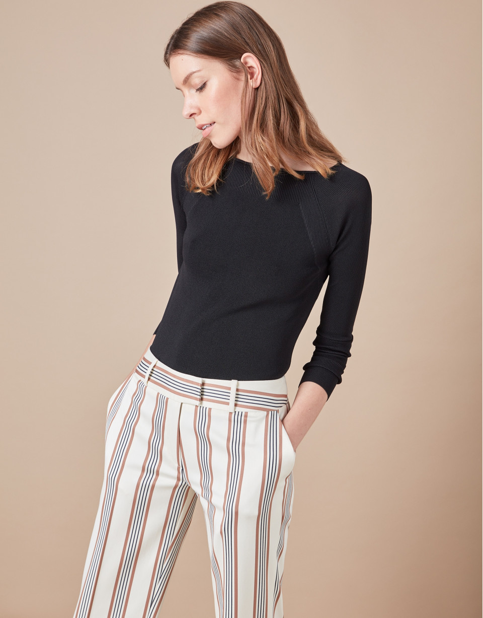 Pantalón masculino rayas crudo