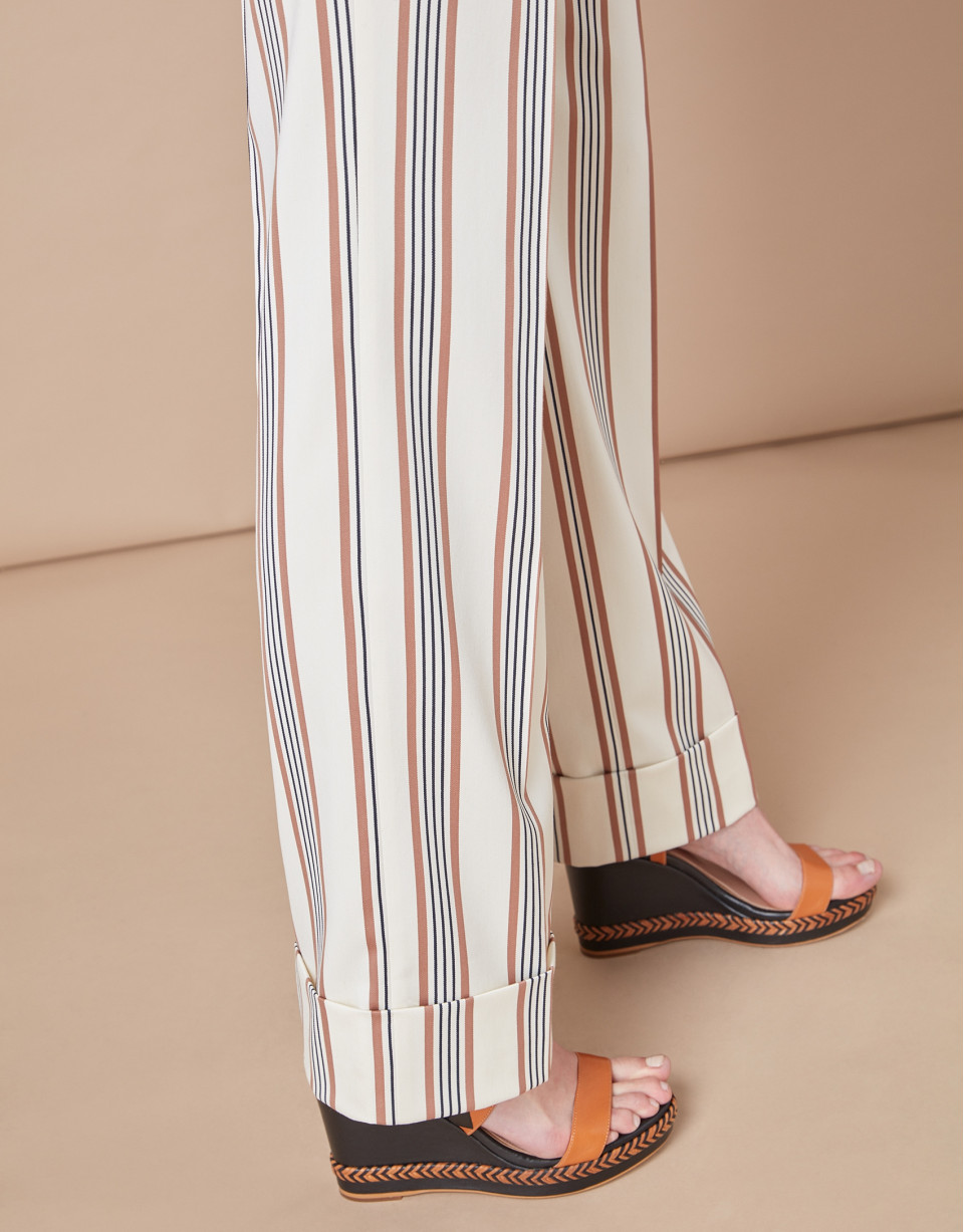 Pantalón masculino rayas crudo