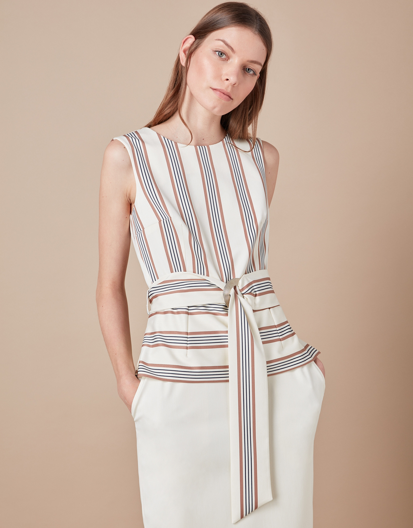 Beige striped top