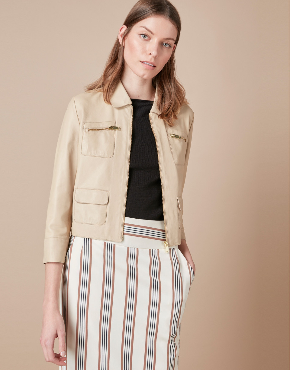 Beige leather windbreaker
