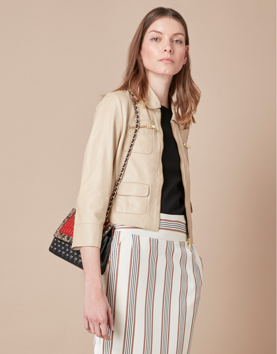 Beige leather windbreaker