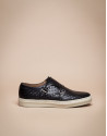 Blue leather embossed Monk sports shoes