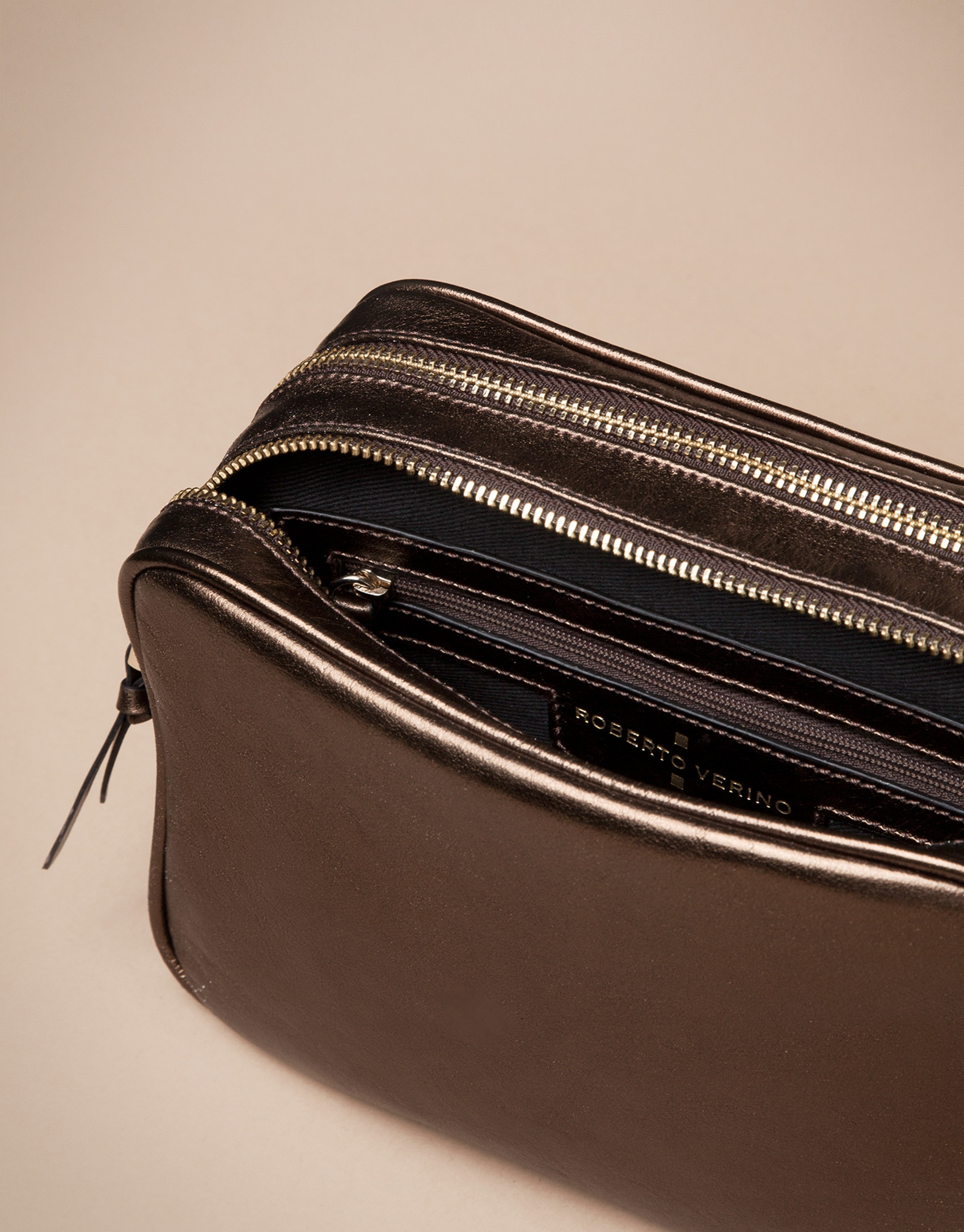 Copper laminated leather Taylor bag