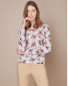 Red floral print t-shirt with glitter