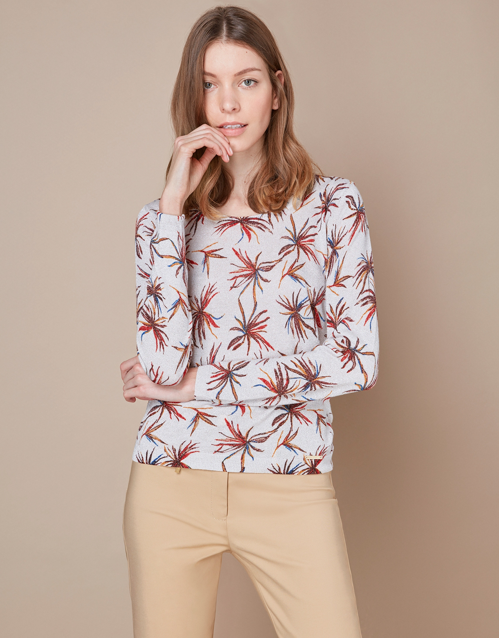 Red floral print t-shirt with glitter