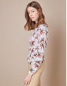 Red floral print t-shirt with glitter