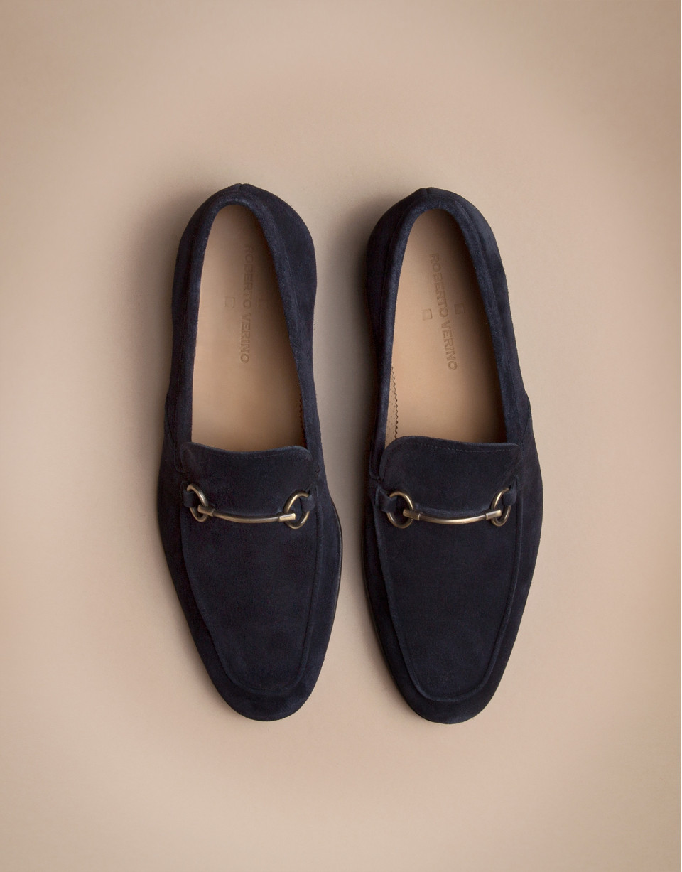 Mocasines estribo piel azul