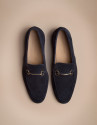 Blue leather moccasins with stirrup