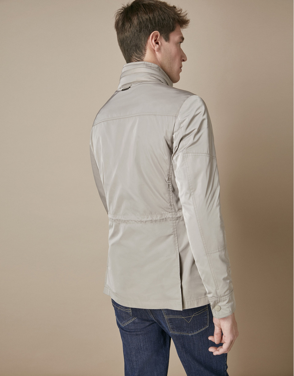Taupe parka with four pockets
