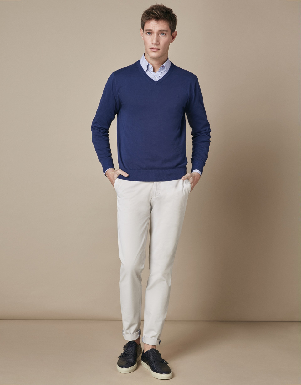 Gray cotton chinos