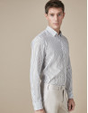 Khaki thin-striped sport shirt