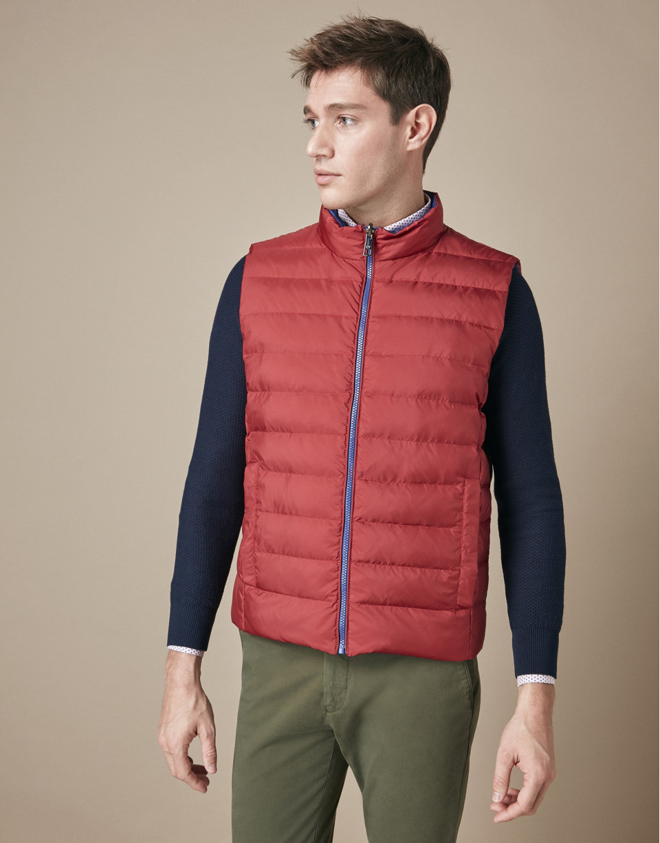 Chaleco reversible acolchado rojo/azulón