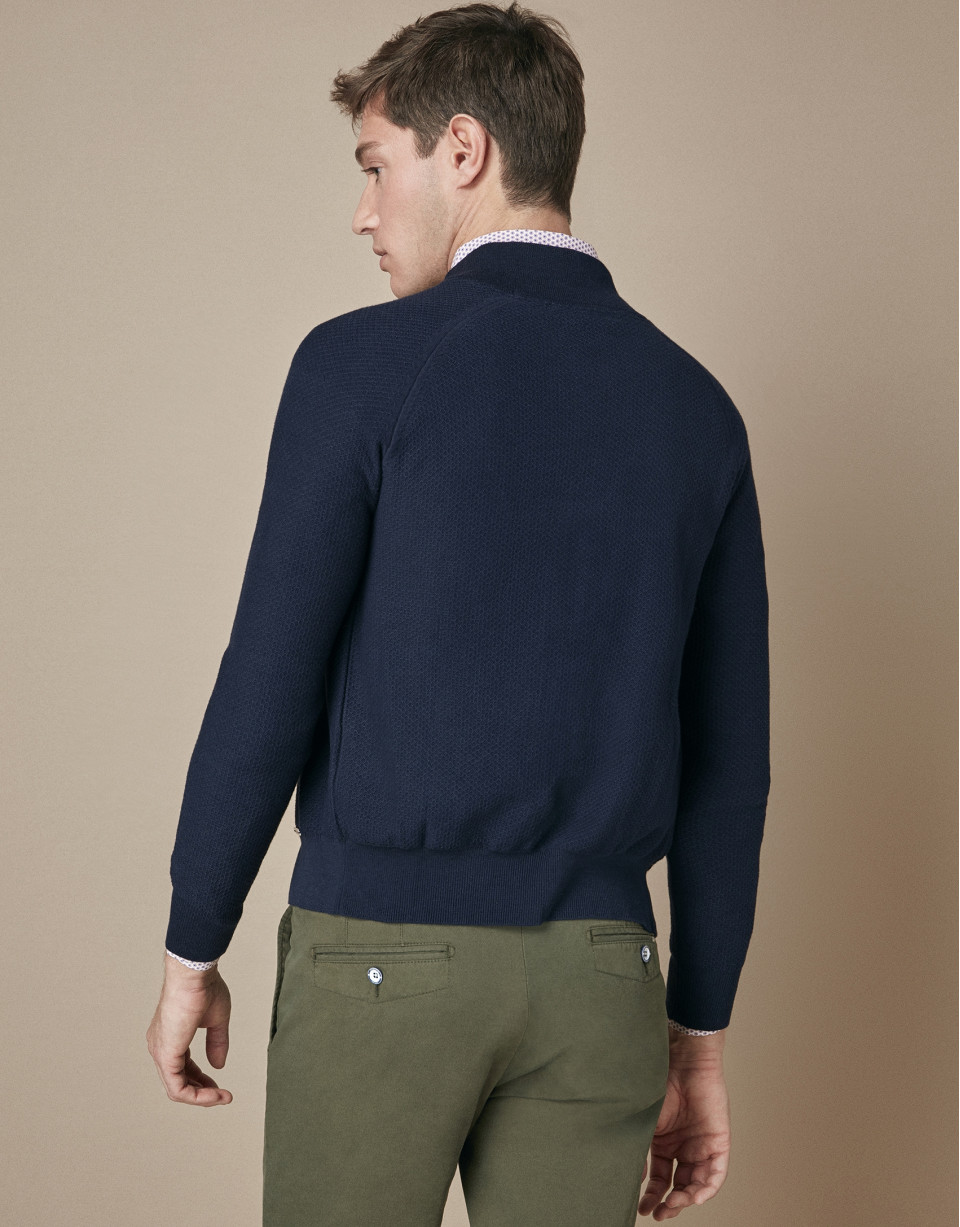 Navy blue tricot bomber jacket