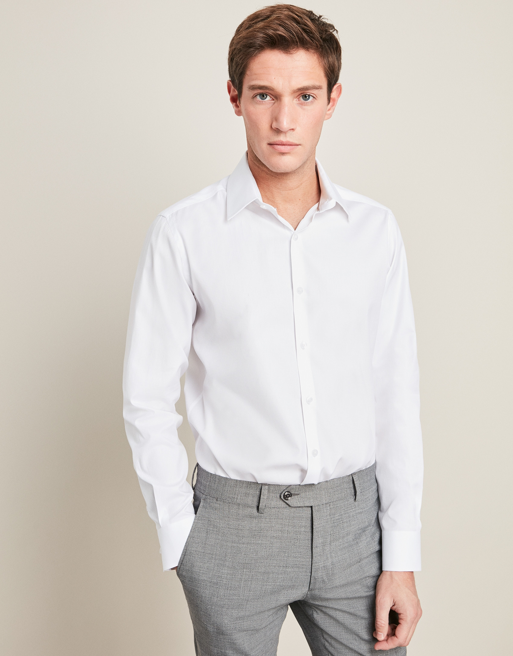 Camisa vestir algodón estructura blanco