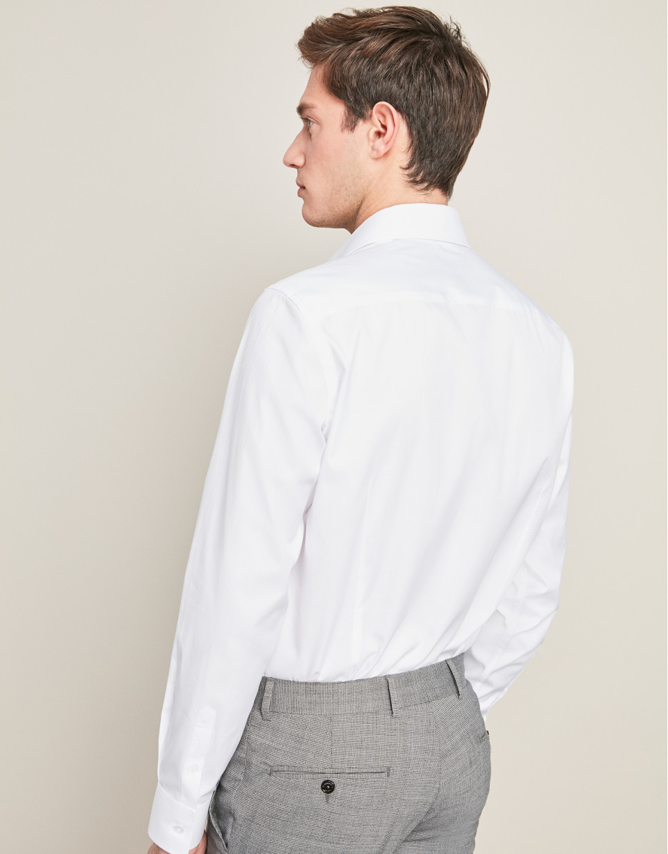 White structured cotton dress shirt