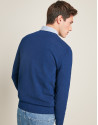 Blue structured sweater with round neck